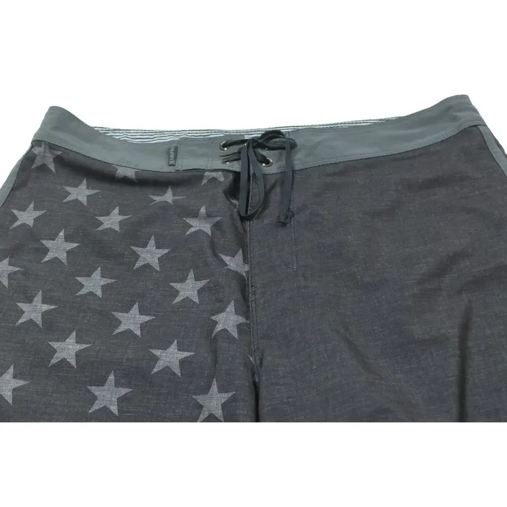 Hurley Phantom Board Shorts Mens 32 Gray Black American Flag Regular Fit Swim